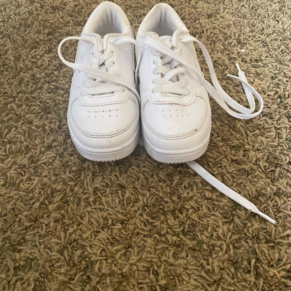 Boys size 12 white Fila sneakers.  Worn once.